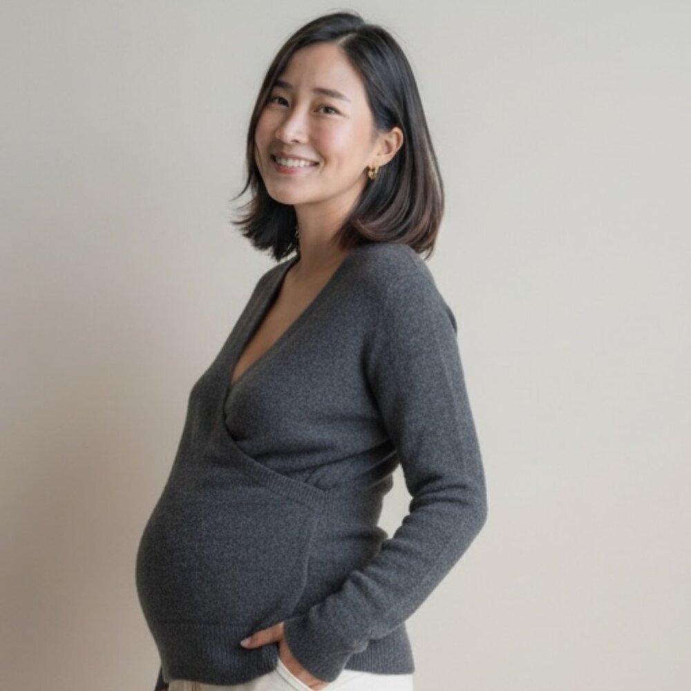 Old Navy Maternity Surplice Faux Wrap Pullover Sweater XS Gray 255B
